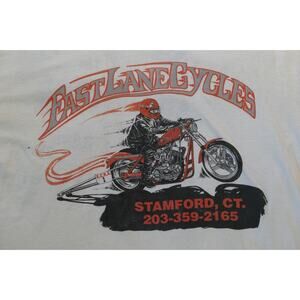 Vintage 90s Mens Large Fast Lane Cycles Motorcycle Chris Rasile Stamford T-Shirt